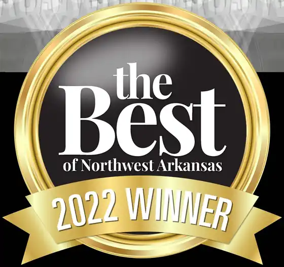 Gold medallion reading the Best of Northwest Arkansas 2022 winner